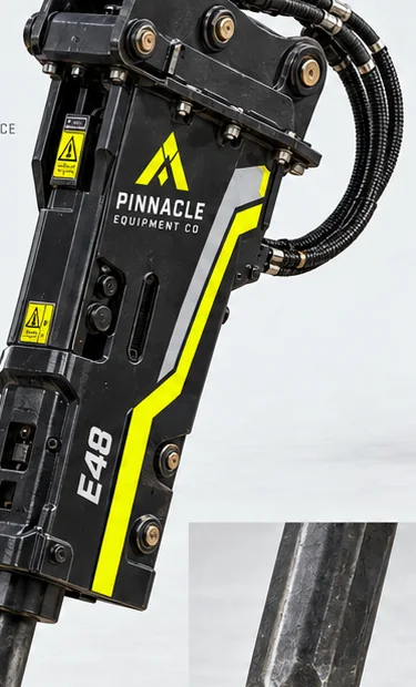 Close detail of the Pinnacle hydraulic hammer